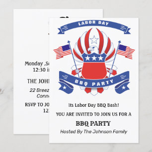 Labor Day Amerikaanse Adelaar BBQ-feest Kaart