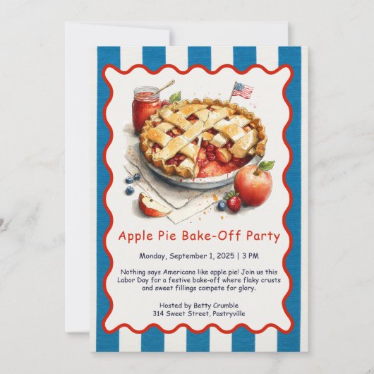 Labor Day Apple Pie Bakwedstrijd Uitnodiging (Voorkant)