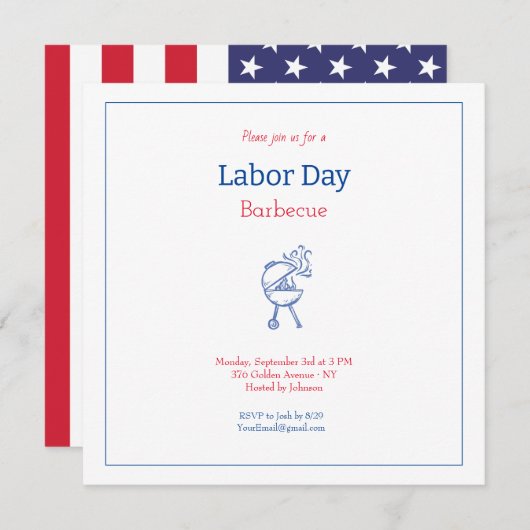Labor Day Barbecue Feest Minimalistisch Kaart (Voorkant / Achterkant)