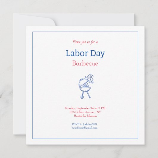 Labor Day Barbecue Feest Minimalistisch Kaart (Voorkant)