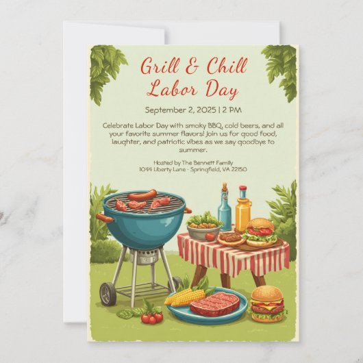 Labor Day BBQ Bier Uitnodiging – Patriottische Pic (Voorkant)