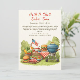 Labor Day BBQ-bieruitnodiging – Patriottische pick Kaart