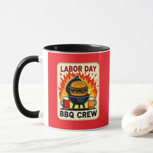 Labor Day BBQ Crew Flame Grill Shirt – Worker Holi Mok (Met donut)