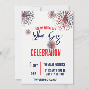 Labor Day BBQ-feest Rode Witte Blauwe Patriottisch Kaart