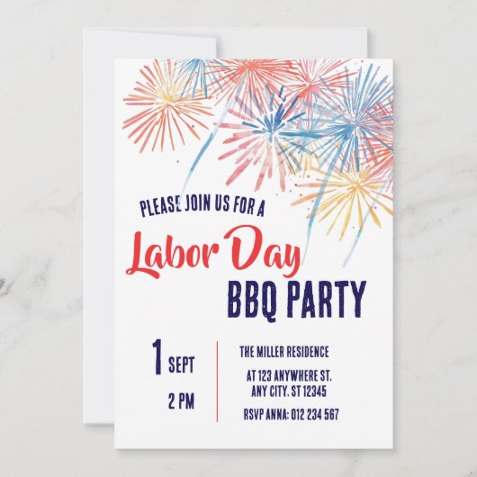 Labor Day BBQ-feest Rood Wit Blauw Patriottisch Kaart (Voorkant)