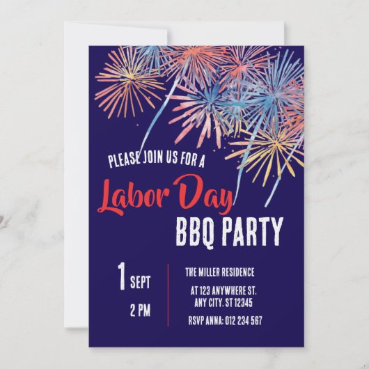 Labor Day BBQ-feest Rood Wit Blauw Patriottisch Kaart (Voorkant)