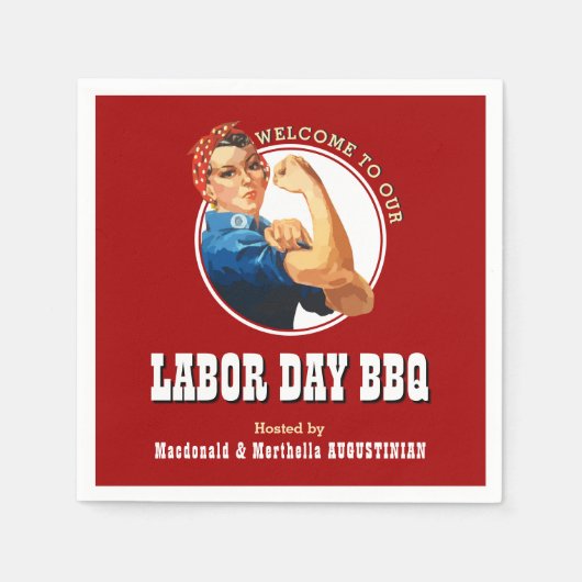LABOR DAY BBQ Rosie Riveter Paper Servet (Voorkant)