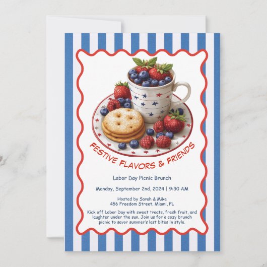 Labor Day Brunch Uitnodiging – Gebak en Fruit (Voorkant)