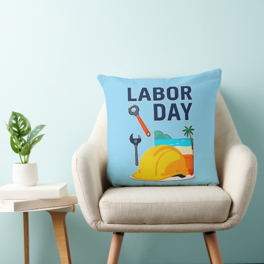 Labor Day Construction Worker Helmet Design Kussen (Stoel)