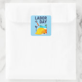 Labor Day Construction Worker Helmet Design Vierkante Sticker (Tas)