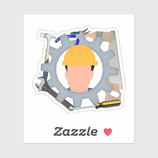 Labor Day Construction Worker Sticker (Vel)