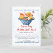 Labor Day Garnaal Kookfeest Uitnodiging – Patriott (Staand voorkant)