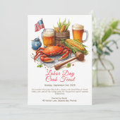 Labor Day Krab Feest Uitnodiging Patriottische Zee (Staand voorkant)