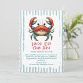 Labor Day Krab Feest Uitnodiging Patriottische Zee (Staand voorkant)