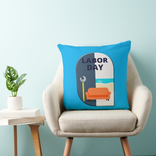 Labor Day Minimal Worker Relax Design Kussen (Stoel)
