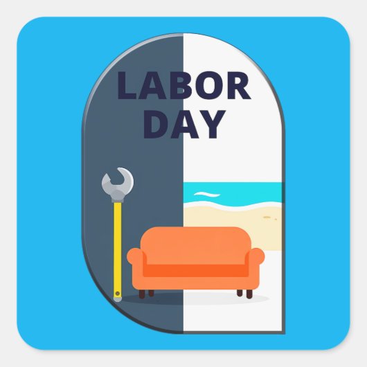 Labor Day Minimal Worker Relax Design Vierkante Sticker (Voorkant)