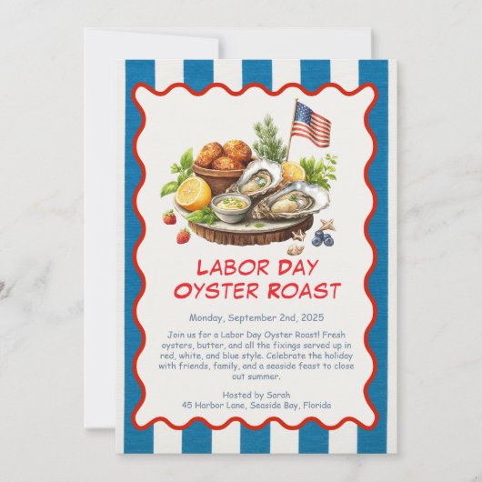 Labor Day Oyster Roast Uitnodiging Patriottische (Voorkant)