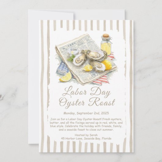Labor Day Oyster Roast Uitnodiging Patriottische (Voorkant)