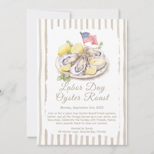 Labor Day Oyster Roast Uitnodiging  Patriottische  (Voorkant)