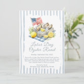 Labor Day Oyster Roast Uitnodiging  Patriottische  (Staand voorkant)