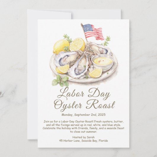 Labor Day Oyster Roast Uitnodiging Patriottische (Voorkant)