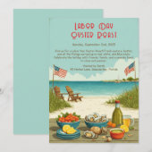 Labor Day Oyster Roast Uitnodiging  Patriottische  (Voorkant / Achterkant)