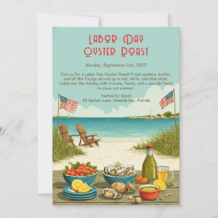 Labor Day Oyster Roast Uitnodiging Patriottische