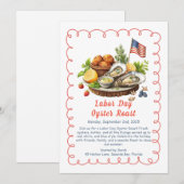 Labor Day Oyster Roast Uitnodiging Patriottische (Voorkant / Achterkant)