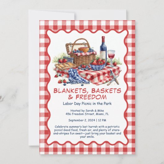 Labor Day Picknick Uitnodiging – Patriottische Bui (Voorkant)