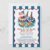 Labor Day Pizza Bier Pool Party Uitnodiging (Voorkant)