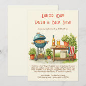 Labor Day Pizza & Bier Uitnodiging – Patriottisch (Voorkant / Achterkant)
