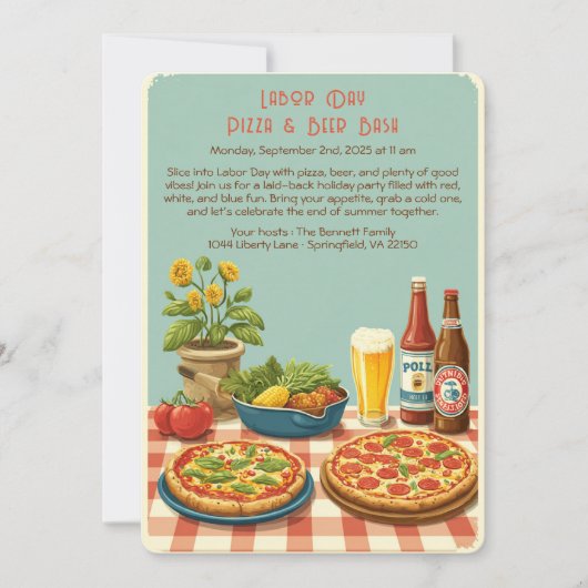 Labor Day Pizza & Bier Uitnodiging – Patriottisch (Voorkant)