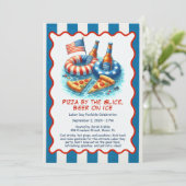 Labor Day Pizza Bier Zwembad Feest Uitnodiging  (Staand voorkant)