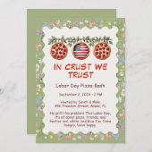 Labor Day Pizza Party Uitnodiging - Patriottische (Voorkant / Achterkant)