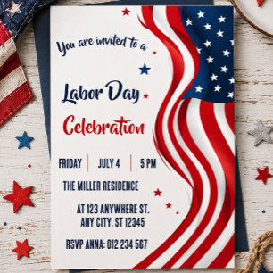 Labor Day Rood Wit Blauw Amerikaanse Vlag Feest Kaart