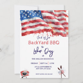 Labor Day Rood Wit Blauw USA BBQ-feest Kaart
