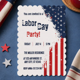 Labor Day Rood Wit Blauw USA Vlag Feest Kaart