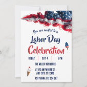 Labor Day Rood Wit Blauw Vuurwerk Feest Kaart (Voorkant)