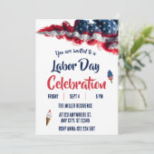 Labor Day Rood Wit Blauw Vuurwerk Feest Kaart (Staand voorkant)