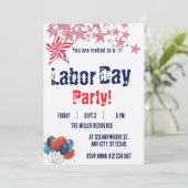 Labor Day Rood Wit Blauw Vuurwerk Feest Kaart (Staand voorkant)