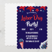 Labor Day Rood Wit Blauw Vuurwerk Feest Kaart (Voorkant / Achterkant)