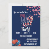 Labor Day Rood Wit Blauw Vuurwerk Feest Kaart (Voorkant)