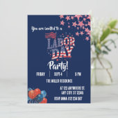 Labor Day Rood Wit Blauw Vuurwerk Feest Kaart (Staand voorkant)