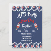 Labor Day Rood Wit Blauw Vuurwerk Feest Kaart (Voorkant)
