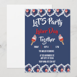 Labor Day Rood Wit Blauw Vuurwerk Feest Kaart