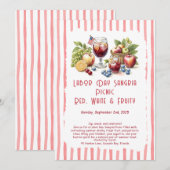 Labor Day Sangria Picknick Uitnodiging – Patriotti (Voorkant / Achterkant)