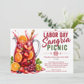 Labor Day Sangria Picknick Uitnodiging – Patriotti (Staand voorkant)