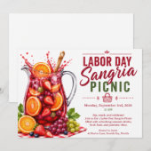 Labor Day Sangria Picknick Uitnodiging – Patriotti (Voorkant / Achterkant)