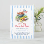 Labor Day Shrimp Boil Invitation - Patriottisch Ze Kaart (Staand voorkant)