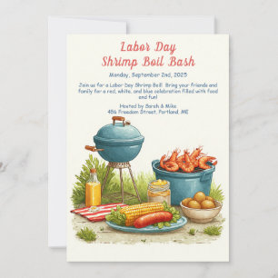 Labor Day Shrimp Boil Invitation - Patriottisch Ze Kaart